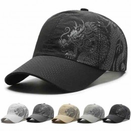 Unisex quick dry golf baseball Cap Mesh Running Outdoor Breathable vented hats laser cut hole perforated printed dragon hat