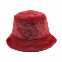 Winter artificial rabbit hair Fluffy Plush Bucket Hat Thick fuzzy red bucket hats Cap for Skiing Cycling Camping Hiking