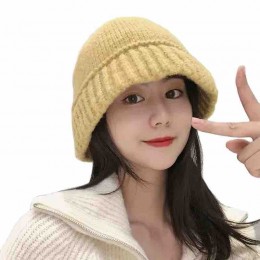 winter Plain Knit Bucket Hat for Women Warm Wide Brim Cable Twist Fisherman hats Foldable Floppy Sunshade visor