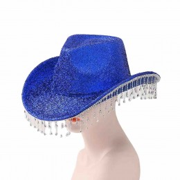 Bride Cowgirl Hat Bling Diamond glitter Fringe blue Cowboy Hat Bride to be for Bachelorette Parties, Engagement Party