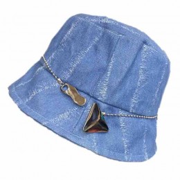 Fashion Packable UV protection sun hat dress Bucket Fisherman hat with metal chain denim hats for women