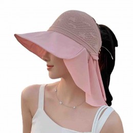 new Womens Sun Hats UPF 50+ Wide Brim and Ponytail Hole Hiking Safari Hat with Neck Flap pink sun hat