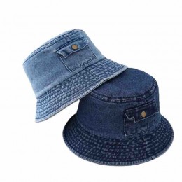 women ladies Fashion denim Packable UV protection sun hat dress Bucket Hat Fisherman hat with pocket