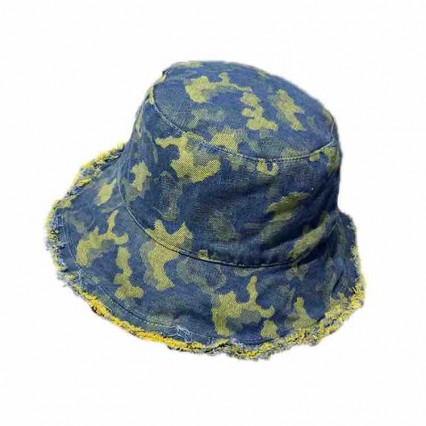 Women Men Unisex Trendy Washed Frayed Bucket Hat denim Floppy Wide Brim Boonie Outdoor Summer Beach hat Headwear