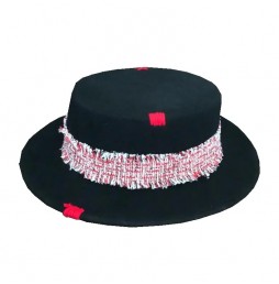 100% australia Wool Fedora Hats men - Fall winter black wool flat top fedora hats for women