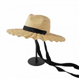 2023 new fashion chic women beach hat wheat Straw fedora Hats Upf50+ UV protection women wide brim straw hat with ribbon