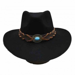 fashion chic black ethic leather belt felt cowgirl hats wool felt western australian cowboy hat