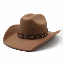 fashion classic men women cowgirl hats western cattlemen felt wide brim sombreros cowboy hat with embroidery leather belt