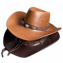 fashion classic men women unisex leather cowgirl hat western cowboy hat cattlemen leather cowboy hats for men