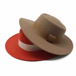 hot sell fashion women felt wide brim pork pie boater hat jazz fedora hats women wholesale