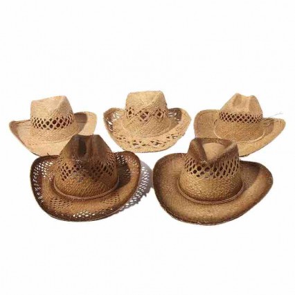 new fashion printed raffia straw western cowboy hat beach UPF 50+UV protection sun hat cowgirl hats unisex