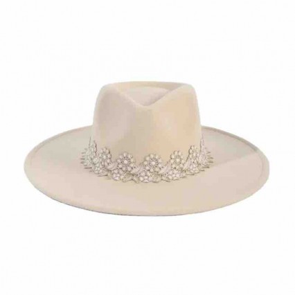 new fashion women fedora hats felt Warm wide Brim Panama Hat rancher hats with lace ribbon