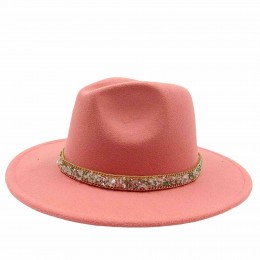 ready to ship 20 colors fashion shiny ribbon Fedora felt hats women