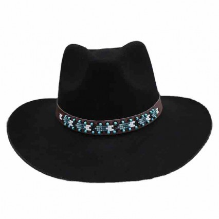 fashion chic black ethic leather belt felt cowgirl hats wool felt western australian cowboy hat womens cowboy hats