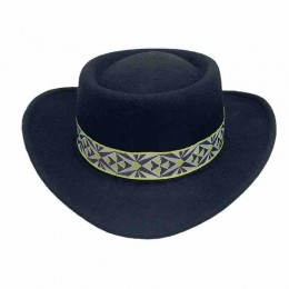 fashion chic black ethic ribbon felt cowgirl hats wool felt western australian cowboy hat