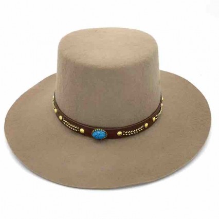 fashion chic camel ethic leather belt felt cowgirl hats wool felt western australian cowboy hat