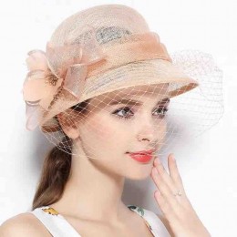 fashion mesh veil sinamay church hats elegant fancy women Kentucky Derby Dress Cloche sun Hat Fascinator tea Party Wedding hat