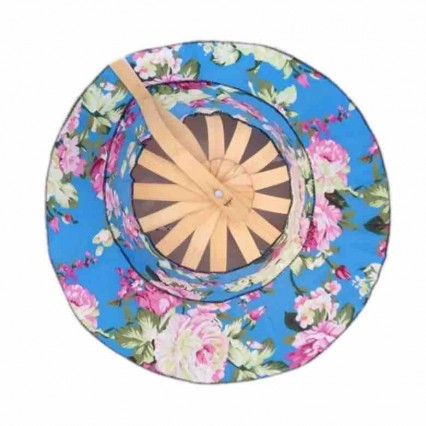 women Portable Foldable chinese hats bamboo Frame Floral Printed Hand Fan Sunhat Hat, (Random Color) - a hand fan,also