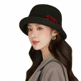 fashion chic felt hats women winter wool felt cloche hat with pearls ladies dress wool hat winter with floral accent