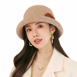 Fashion chic ladies elegant Wool felt bowler hat women rhinestone buckle formal hats dress hats for women