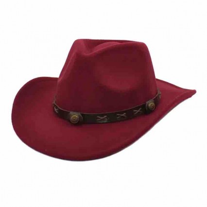 fashion men womens unisex 9 colors felt cowgirl hat women's western cattlemen cowboy hat with leather band