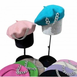 fashion winter women rhinestone chain wool Beret hat Lovely Gift creative Berets Cap dress painter hats