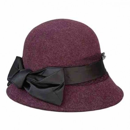 Fashion women 100% australian wool felt satin bowknot dress cloche fedora womens winter hats 2023