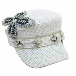 fashion yacht Women wool blended Captain Sailor Hat Newsboy hat Cabbie Baker Boy Peaked Beret fiddler hats with rhinestone