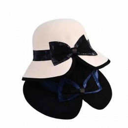 new fashion wool felt hats british women hat elegant cloche hat with velvet bowknot