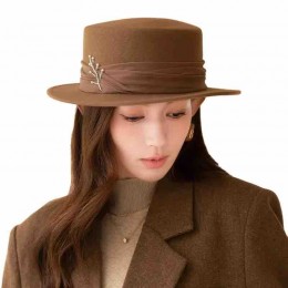 new women Wool Felt flat top trilby caps wool fedora warm jazz hat felt mens dress hats wholesale