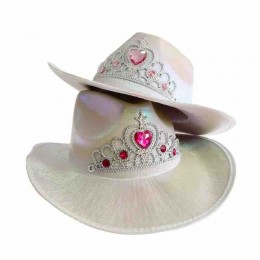 ready to ship new rhinestone tiara carnival party Iridescent Holographic Space Cowgirl Hat Neon Sparkly womens Cowboy Hats