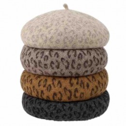 ready to ship wool leopard print beret hat fashion women ladies winter warm french beret hat artist painter hats