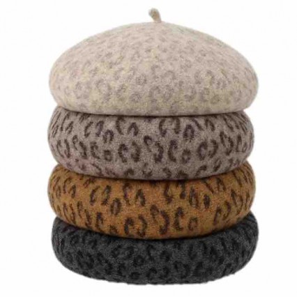 ready to ship wool leopard print beret hat fashion women ladies winter warm french beret hat artist painter hats