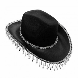 Rhinestone Bride Cowgirl Hat Bling Diamond glitter Fringe Cowboy Hat Bride to be for Bachelorette Parties, Engagement Party