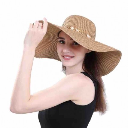 2024 new UPF50 beach hats for women summer straw female paper straw wide brim womens dress hats with floral ribbon