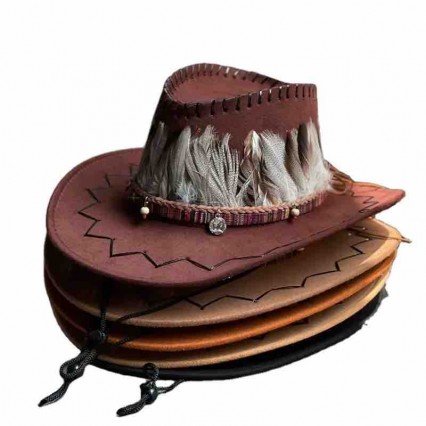 ethic style men womens unisex 8 colors felt cowboy hats cowgirl hat western cattlemen feather cowboy hats