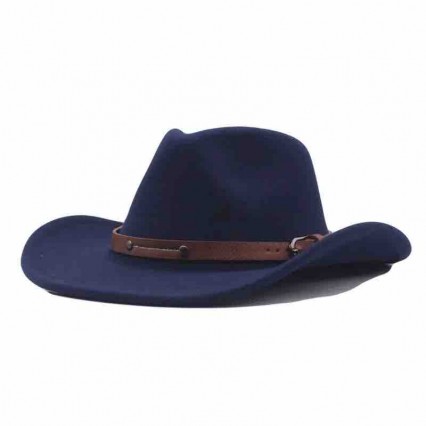 fashion men women unisex 8 colors felt cowgirl hat western cattlemen cowboy hats with leather band