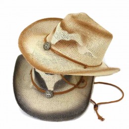 fashion men women unisex cow pattern printed paper Straw cowboy hat beach UPF 50+UV protection sun hat cowgirl hat