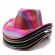 ready to ship fashion halloween carnival party Iridescent Holographic Space womens Cowgirl Hats rainbow stripe cowboy hat party