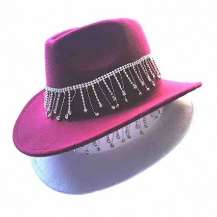 Rhinestone tassel Bride Cowgirl Hat Bling Diamond glitter maroon white womens cowboy hats Bride to be Bachelorette Parties