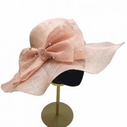 7 color fashion chic Women big bowknot wide brim packable UV protection sun hat Kentucky Derby Church wedding Party hat