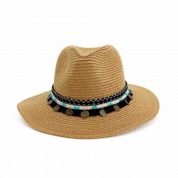 8 colors ethic outdoor travel UV protection jazz wide brim paper straw panama hat beach hats for women summer straw female