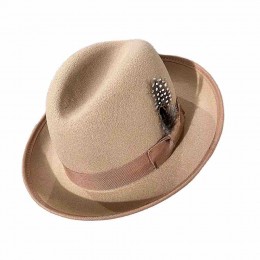 7 colors new fashion chic men women unisex short stingy Brim hamburger hat satin lining fedora hats wool felt classical design