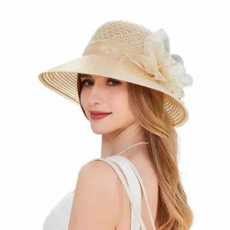 ladies Church hat Kentucky Derby Dress Cloche sun Hat Fascinator Floral Tea Party Wedding organza women's formal hats