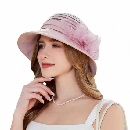 ladies Church hat Kentucky Derby Dress Cloche sun Hat Fascinator Floral Tea Party Wedding organza women's formal hats