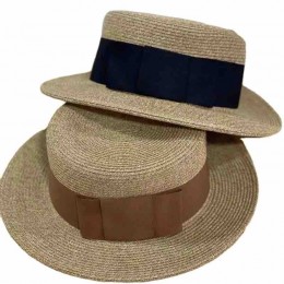 men women unisex Sun Hat Flat Top boater Panama Summer Beach fedora paper straw hats boater with ribbon