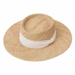 men women unisex Wide Brim beach natural grass flat top panama Hats Sun Protection UPF50 summer straw fedora hat wholesale