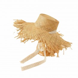 ready to ship Women Sun Hat wide Brim raffia Straw pork pie fedora Hats Fringe Big wide brim ladies beach hat with lace band