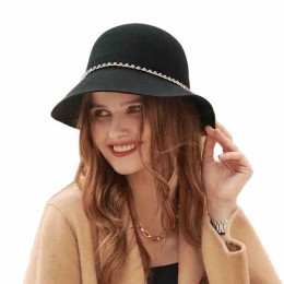 women Jewelled Wool Felt wide brim floppy sun bowler derby Hat cloche hat fashion women's formal hats