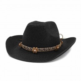 new fashion chic women paper Straw cowgirl hats beach UPF 50+UV protection sun hat bulk cowboy hats